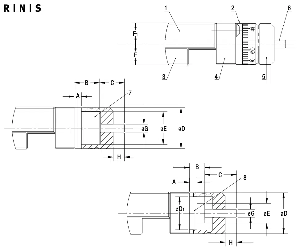 Technische Zeichnung - Spindelenden